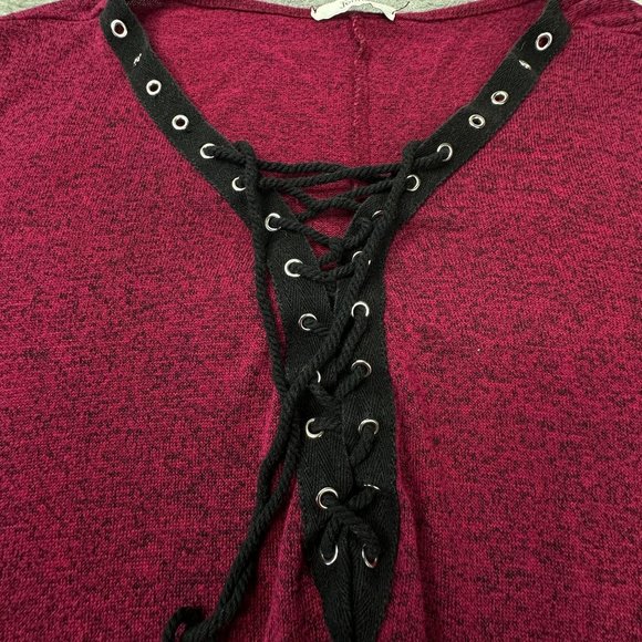 Jodifl Women's Tunic Top Long Sleeve Size‎ Medium Burgundy and black - Picture 5 of 7